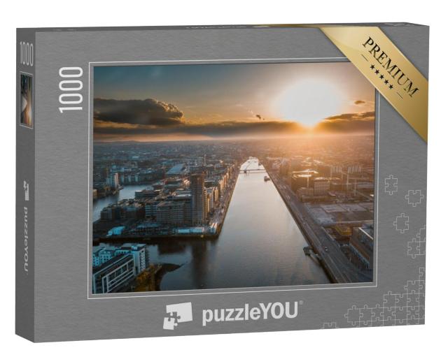 Puzzel 1000 stukjes „Zonsondergang over Dublin op de rivier de Liffey“