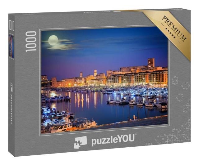 Puzzle 1000 Teile „Hafen von Marseille bei Nacht, Provence, Frankreich“