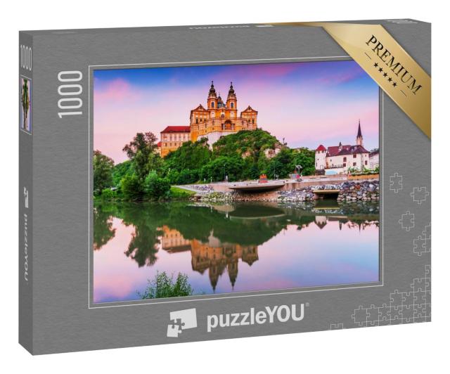 Puzzle 1000 Teile „Benediktinerabtei in der Wachau bei Sonnenuntergang, Melk, Österreich“