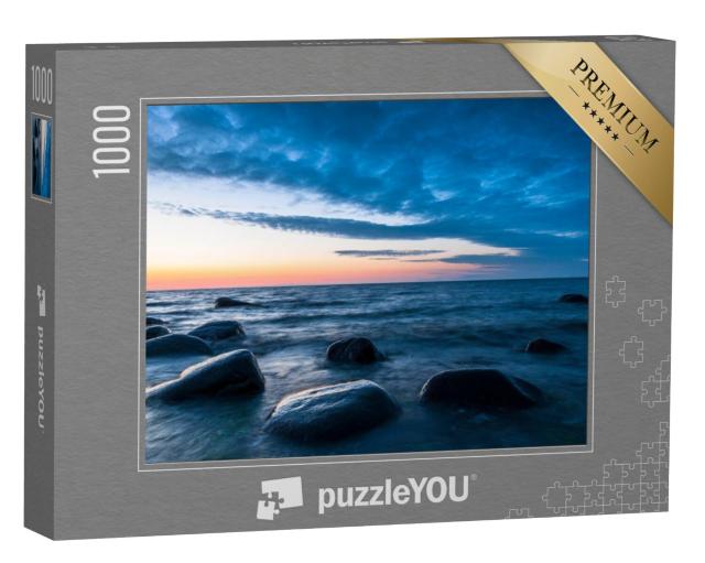 Puzzel 1000 stukjes „Keien op het strand in de avondsfeer in Nationaal Park Jasmund op Rügen“