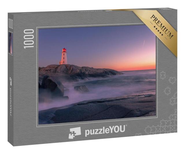 Puzzle 1000 Teile „Schöner Sonnenuntergang am Leuchtturm von Peggy's Cove, Kanada“