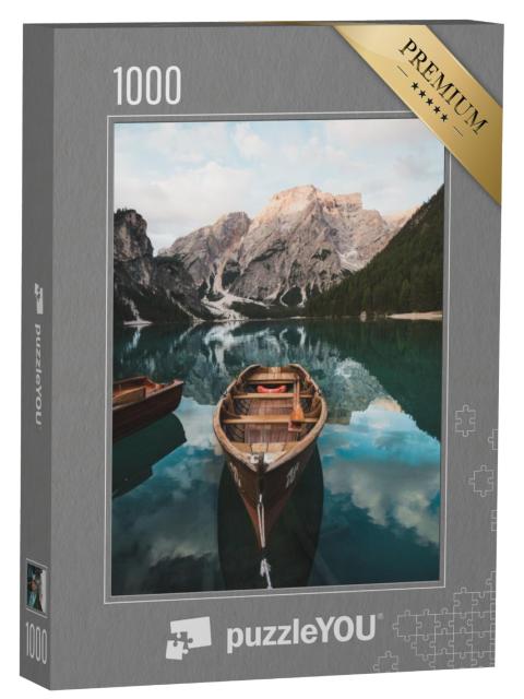 Puzzel 1000 stukjes „Het meer van Braies in Italië“