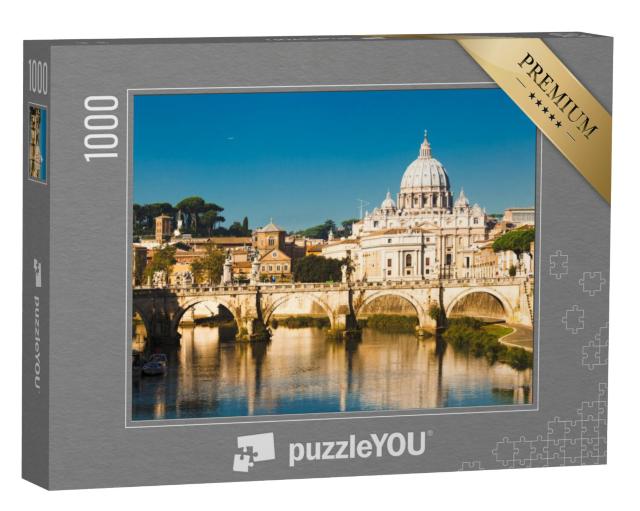 Puzzel 1000 stukjes „Sint-Pietersbasiliek en de rivier de Tiber in Rome, Italië“