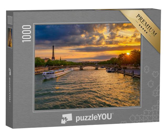 Puzzel 1000 stukjes „Zonsondergang over de Seine in Parijs“