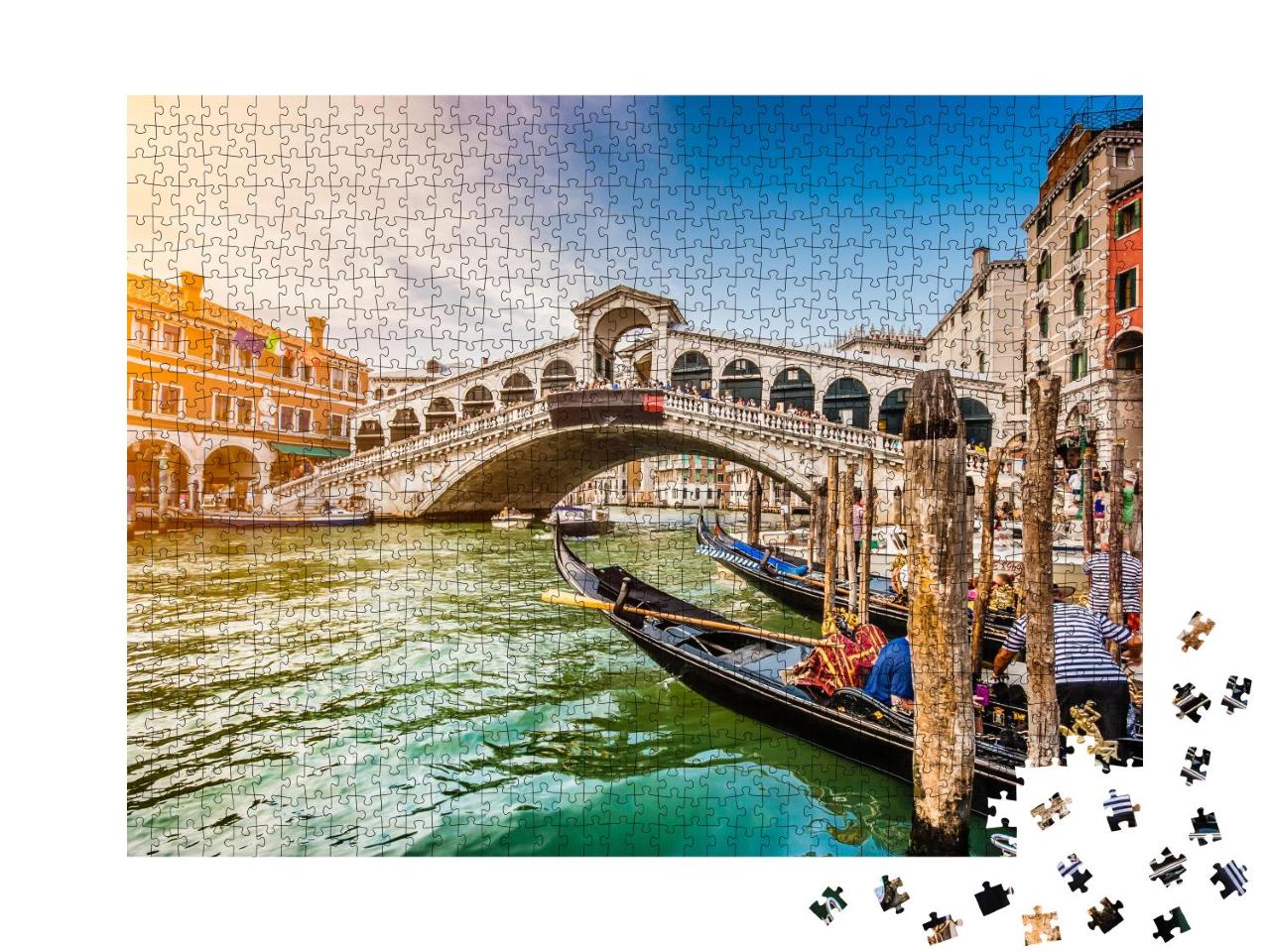 Puzzle 1000 Teile „Sonnenuntergang über der Rialto-Brücke in Venedig, Italien“