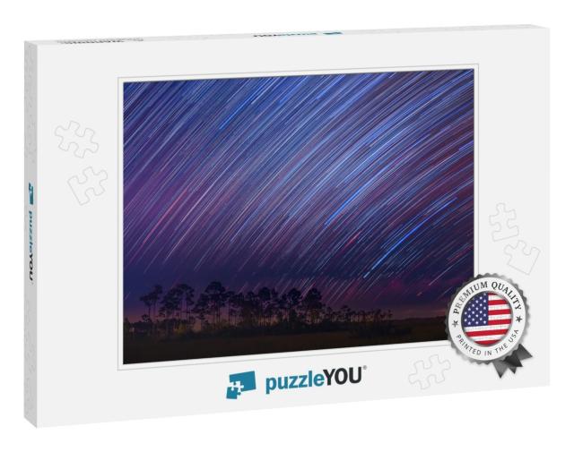 Star Trails Shooting Stars At Everglades National Park by... Jigsaw Puzzle
