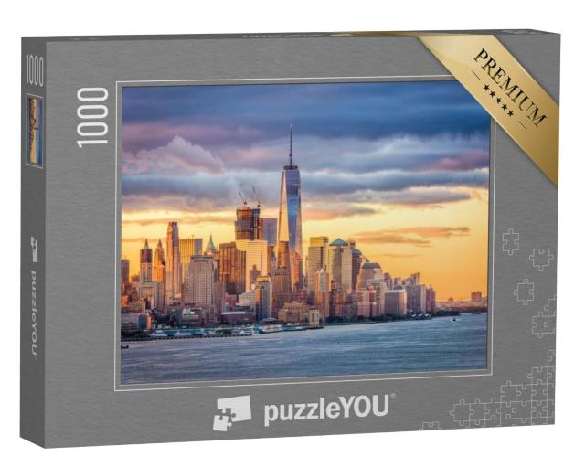 Puzzel 1000 stukjes „Het financiële district van New York City aan de Hudson-rivier“