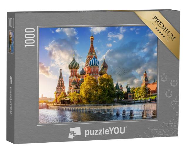 Puzzel 1000 stukjes „Herfstochtend bij de Sint-Basiliuskathedraal op het Rode Plein in Moskou“