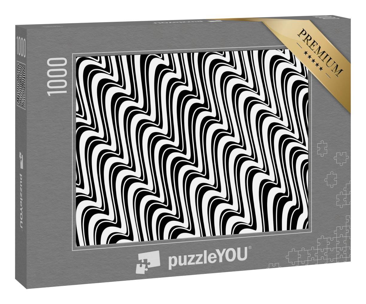 Puzzle 1000 Teile „Monochromes Design: Abstrakte Wellenlinien “