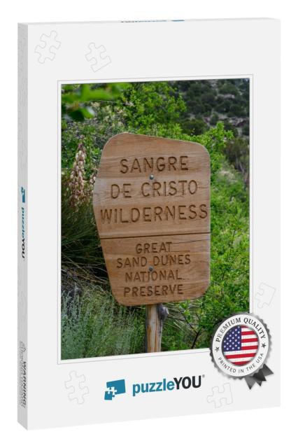Wooden Sangre De Cristo Wilderness Sign At Entrance to Gr... Jigsaw Puzzle