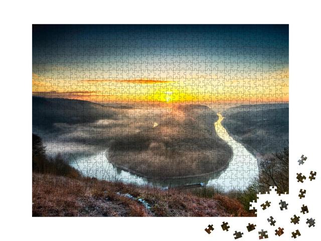 Puzzle 1000 Teile „Saarschleife, Kehrtwende des Flusses, Deutschland“