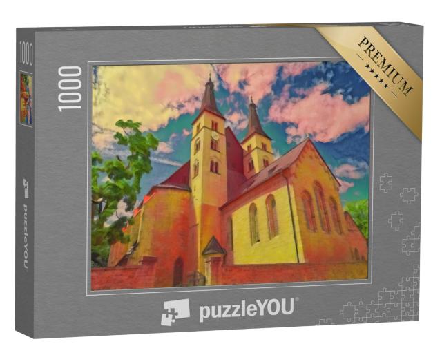 Puzzel 1000 stukjes „in de kunststijl van Franz Marc - Kathedraal Heiligkreuz Nordhausen in Thüringen, Duitsland“