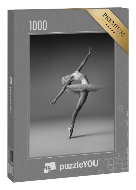 Puzzle 1000 Teile „Ballerina in Tanzpose, schwarz-weiß“