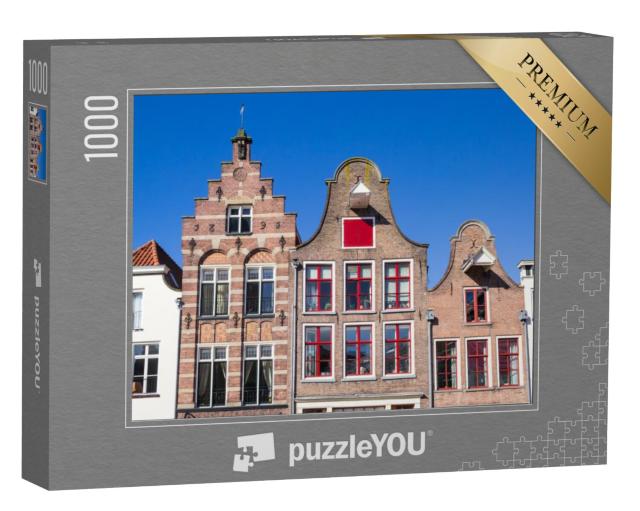 Puzzel 1000 stukjes „Historische gevels in het centrum van de Hanzestad Deventer, Nederland“