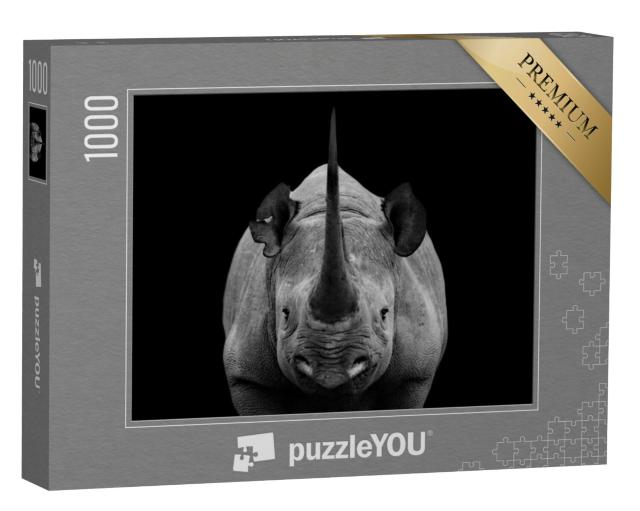 Puzzel 1000 stukjes „Oog in oog met een neushoorn“