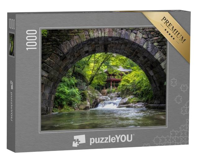 Puzzel 1000 stukjes „Seungseongyo Brug en paviljoen bij Seonamsa Tempel, Zuid-Korea“