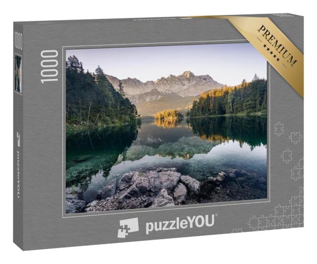 Puzzle 100 Teile „Zugspitze vom Eibsee aus fotografiert“