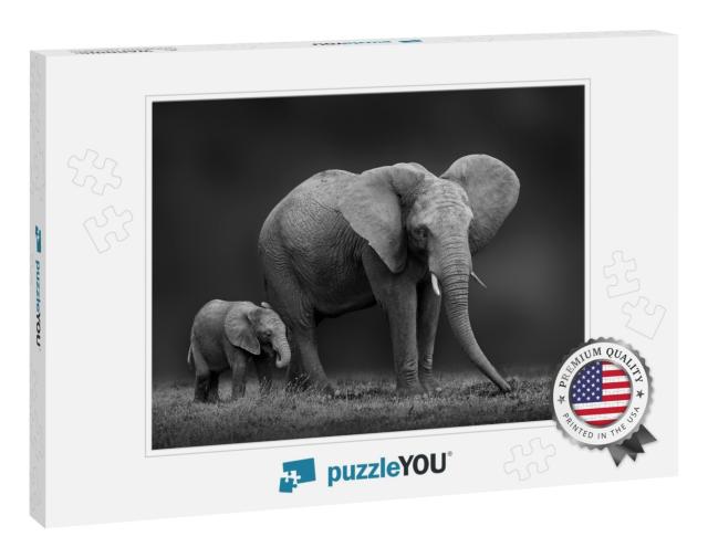 African Elephant Mother & Son... Jigsaw Puzzle