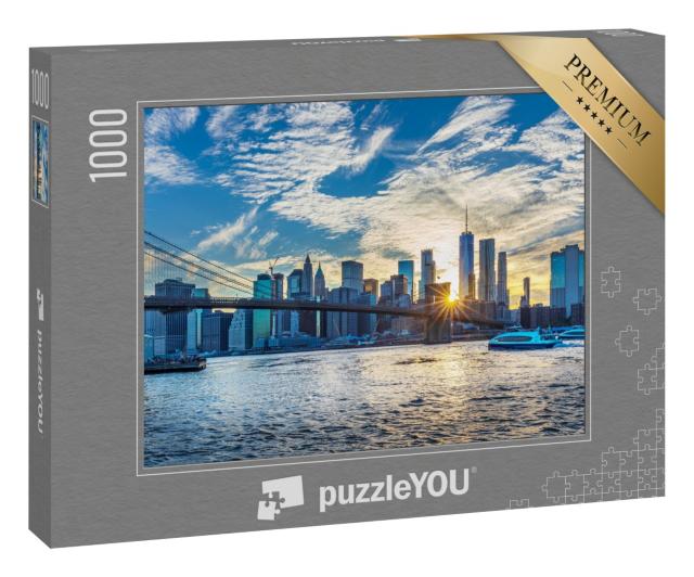 Puzzle 1000 Teile „Blick auf die Manhattan Skyline vom Brooklyn Bridge Park“