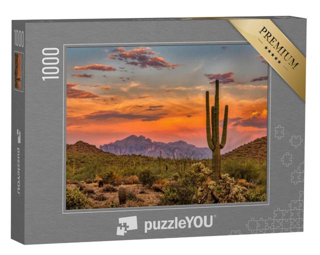 Puzzel 1000 stukjes „Zonsondergang in de Sonorawoestijn bij Phoenix, Arizona“