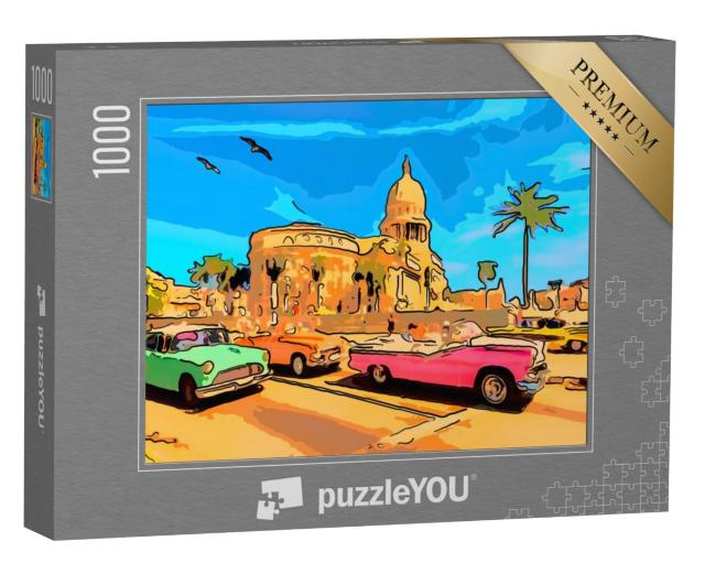 Puzzel 1000 stukjes „Illustratie: Havana, Cuba“