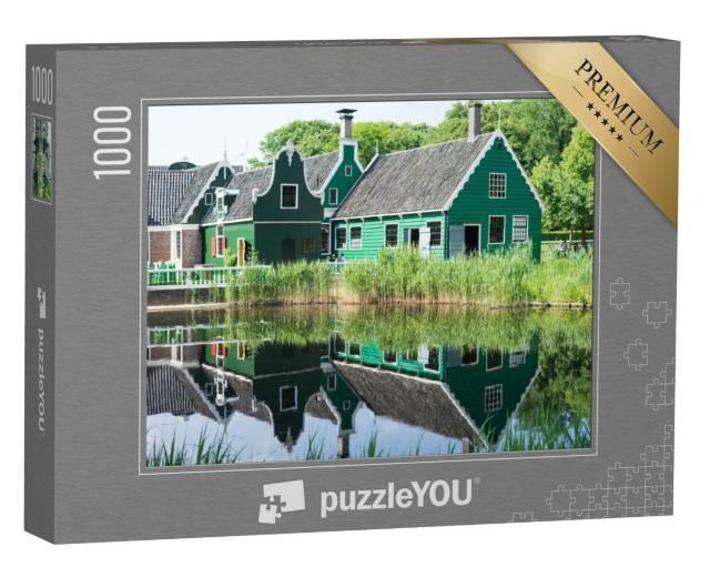 Puzzel 1000 stukjes „Waterreflectie van een traditioneel gebouw in het Arnhemse Openlucht- en Cultuurhistorisch Museum“