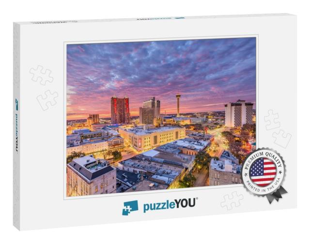 San Antonio, Texas, USA Downtown City Skyline At Dusk... Jigsaw Puzzle