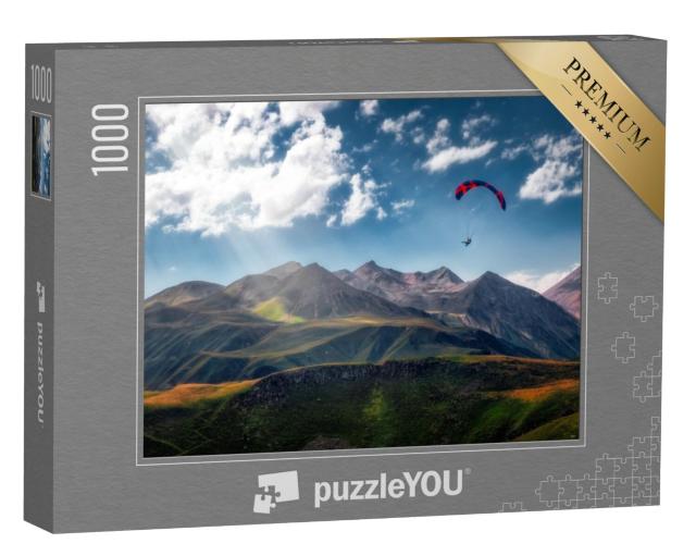 Puzzel 1000 stukjes „Paragliden boven de bergen“