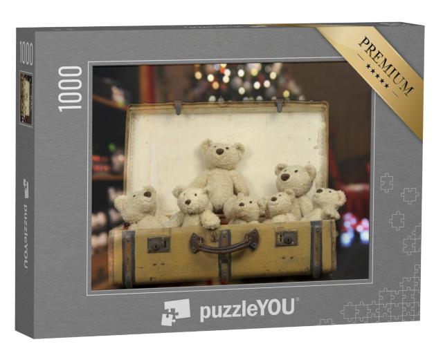 Puzzel 1000 stukjes „Een vintage koffer vol teddyberen“