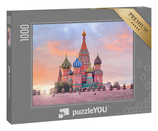 Puzzle „Die Basilius-Kathedrale bei Sonnenaufgang, Moskau“