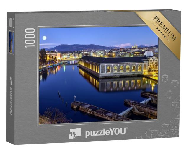 Puzzel 1000 stukjes „Genève in de avond, Zwitserland“