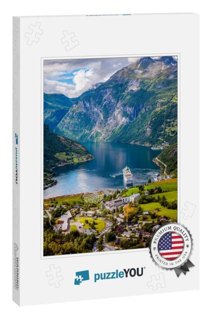 Geiranger Fjord, Beautiful Nature Norway. the Fjord is On... Jigsaw Puzzle