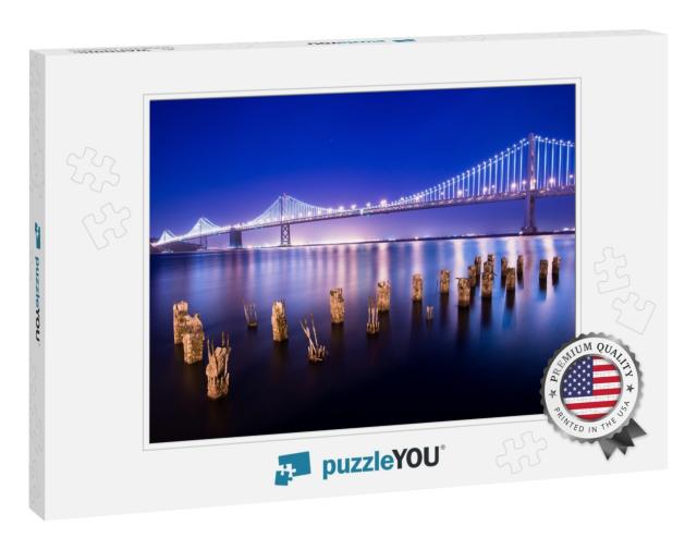 Bay Bridge Between San Francisco & Treasure Island At Nig... Jigsaw Puzzle