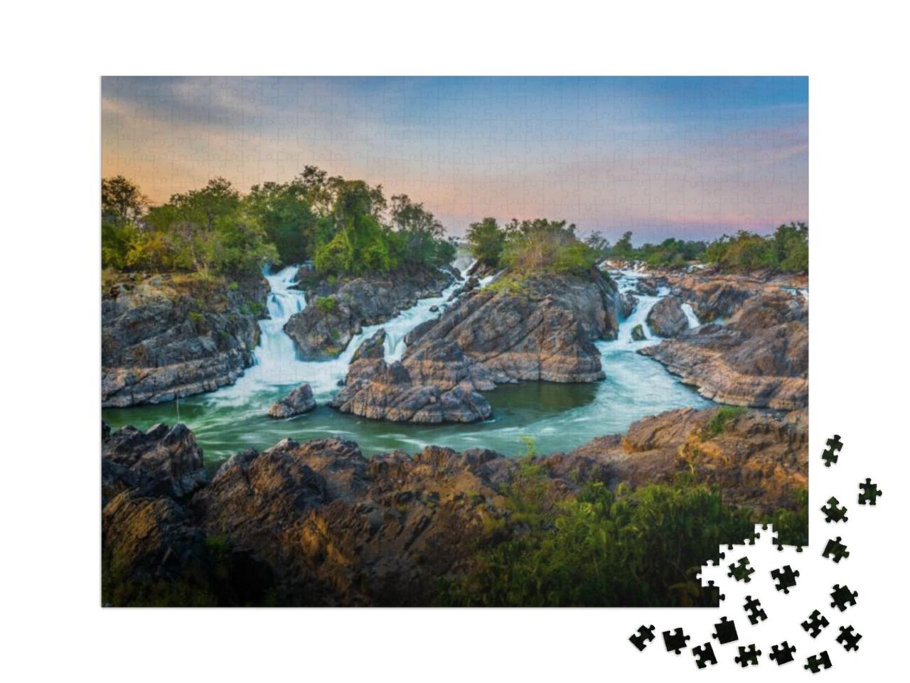 Puzzel 1000 stukjes „Adembenemend gebied met 4000 eilanden bij Champasak, Laos“