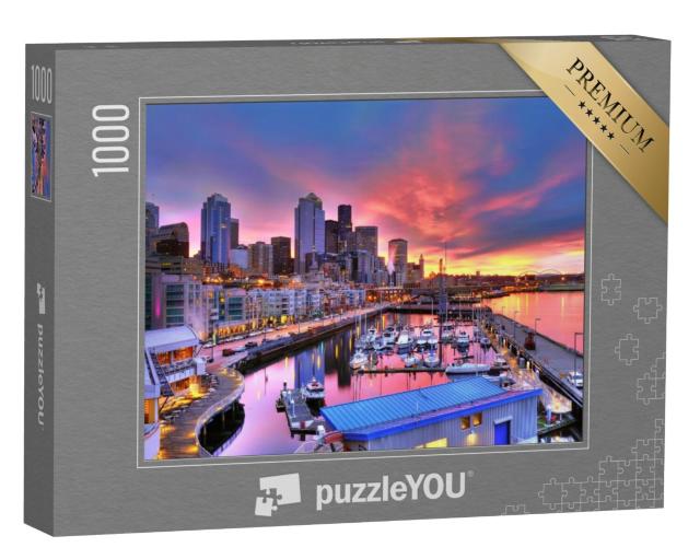 Puzzel 1000 stukjes „Dageraad boven Pier-66, Seattle“