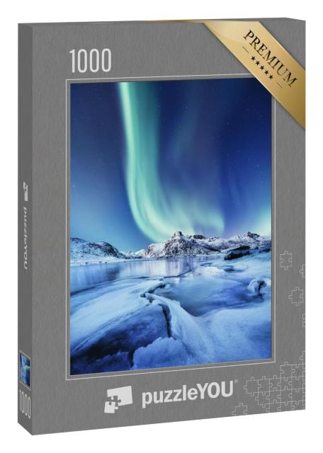 Puzzle 100 Teile „Aurora Borealis, Lofoten-Inseln, Norwegen“