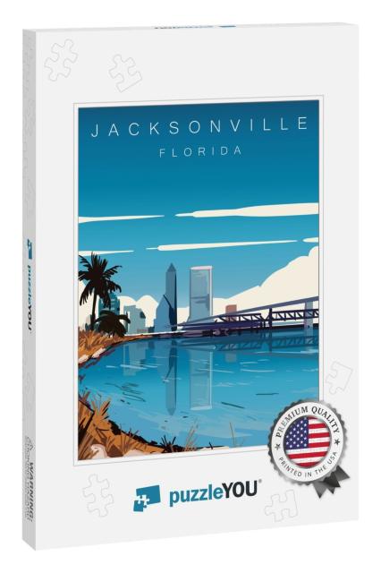 Jacksonville Modern Vector Illustration. Jacksonville, Fl... Jigsaw Puzzle