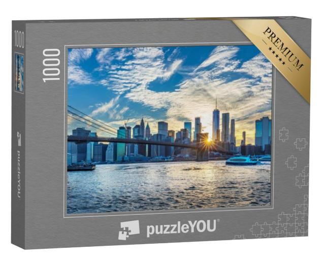 Puzzel 1000 stukjes „Uitzicht op de skyline van Manhattan vanuit Brooklyn Bridge Park“