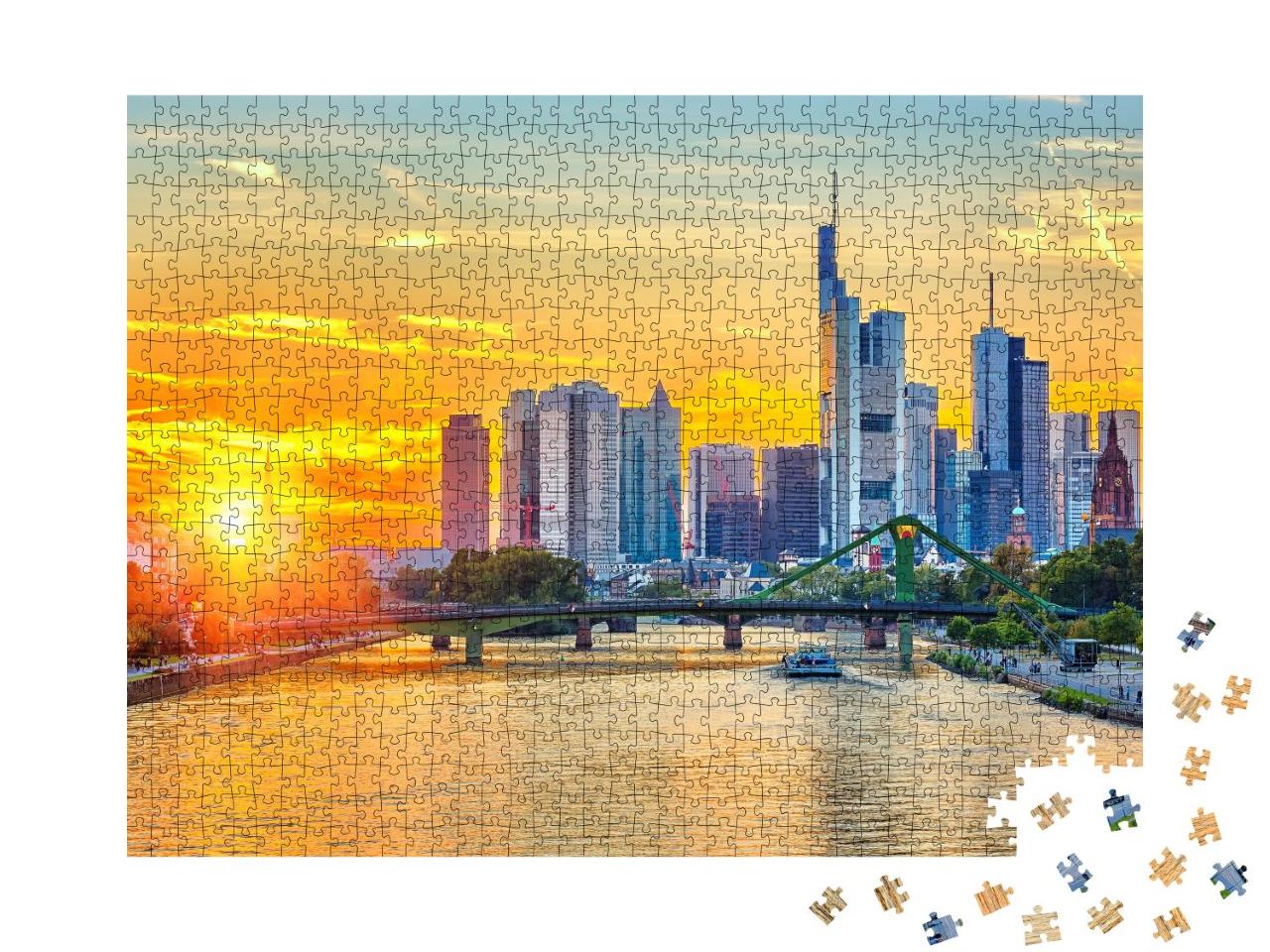 Puzzle 1000 Teile „Sonnenuntergang über Frankfurt am Main, Deutschland“