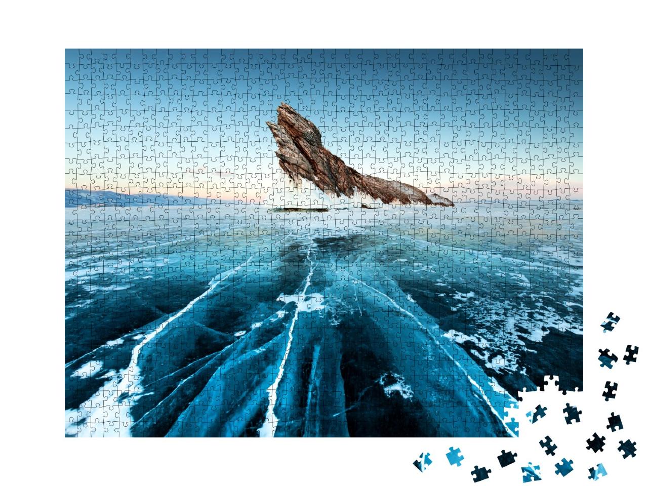 Puzzle 1000 Teile „Ogoy-Insel auf dem winterlichen Baikalsee, Sibirien, Russland“