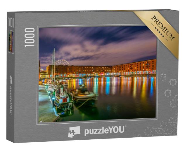 Puzzel 1000 stukjes „Nachtzicht van het Albert Dock, Liverpool, Engeland“