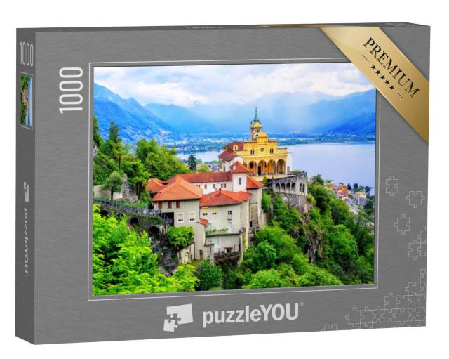 Puzzel 1000 stukjes „Prachtige kerk van de Madonna del Sasso boven het Lago Maggiore, Zwitserland“