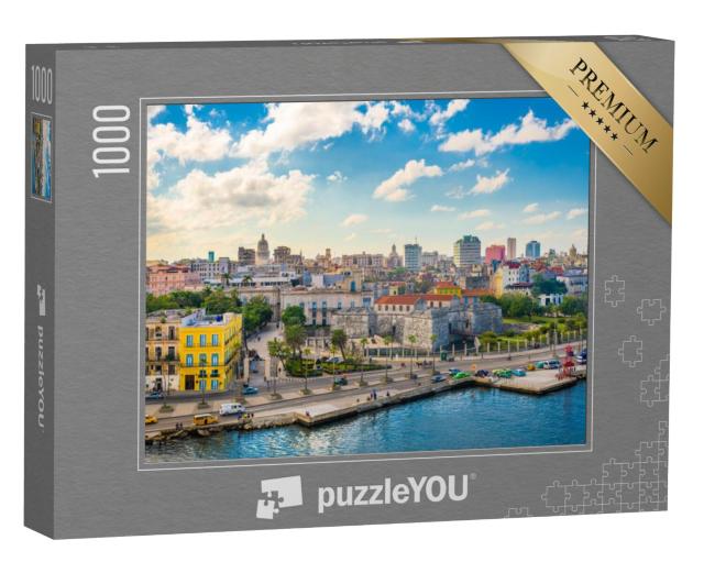 Puzzel 1000 stukjes „Skyline van het stadscentrum aan de Malecon, Havana, Cuba“