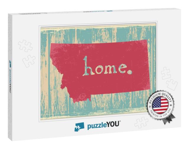 Montana Nostalgic Rustic Vintage State Vector Sign... Jigsaw Puzzle