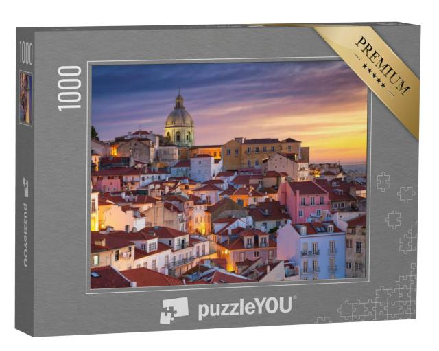 Puzzel 1000 stukjes „Zonsopgang boven Lissabon, hoofdstad van Portugal“