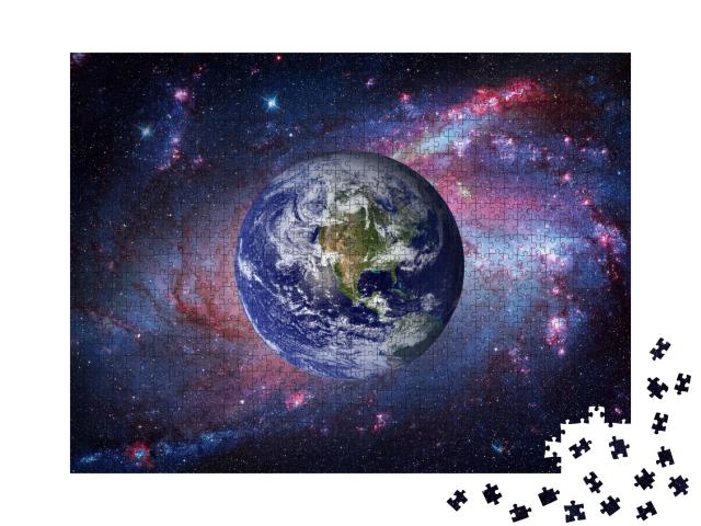 Puzzle 1000 Teile „Erde und Galaxie, blauer Planet, schöner Sternenhimmel“