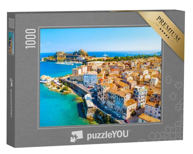 Puzzel 1000 stukjes „Panoramisch uitzicht op Kerkyra, hoofdstad van het eiland Corfu, Griekenland“