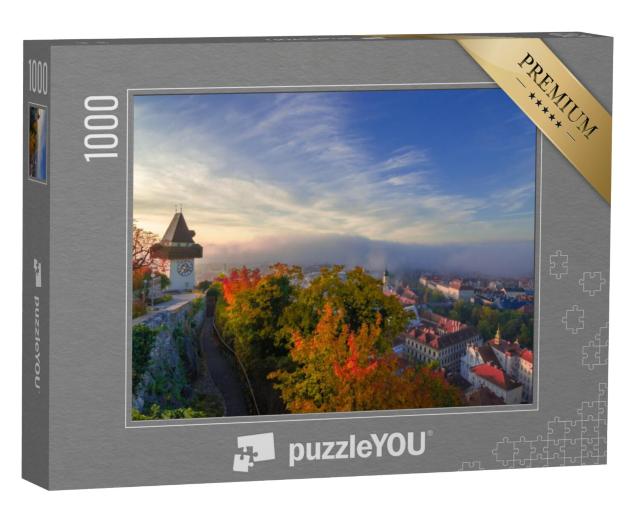 Puzzel 1000 stukjes „Klokkentoren van Graz op de Schloßberg, Oostenrijk“