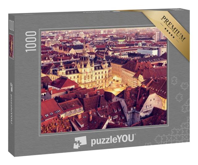 Puzzle 1000 Teile „Graz in Österreich, Luftaufnahme vom Schlossberg“