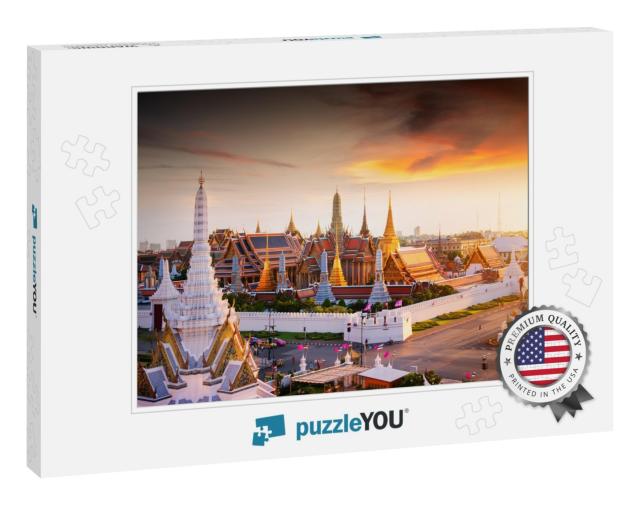 Grand Palace At Twilight in Bangkok, Thailand... Jigsaw Puzzle